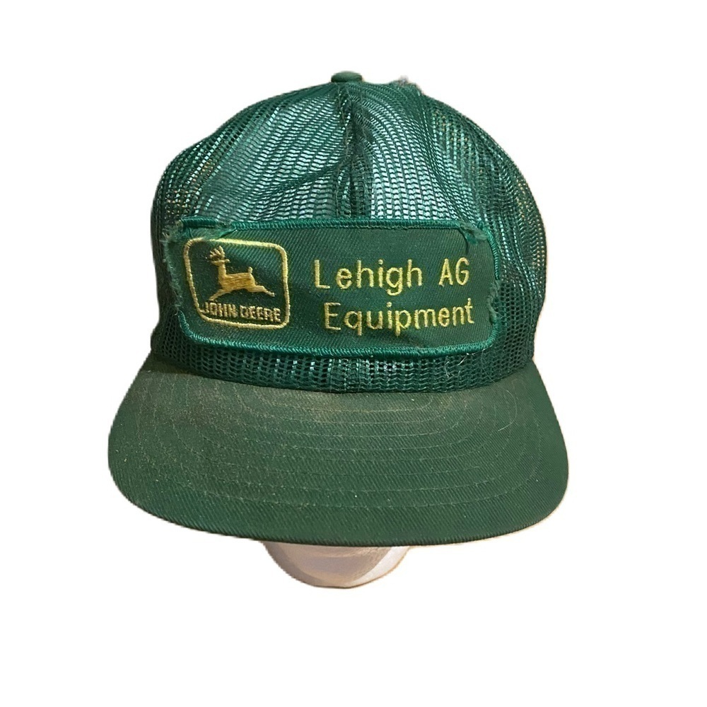 Vintage John Deere Mesh SnapBack Made in USA Hat Green Yellow Patch Tractor